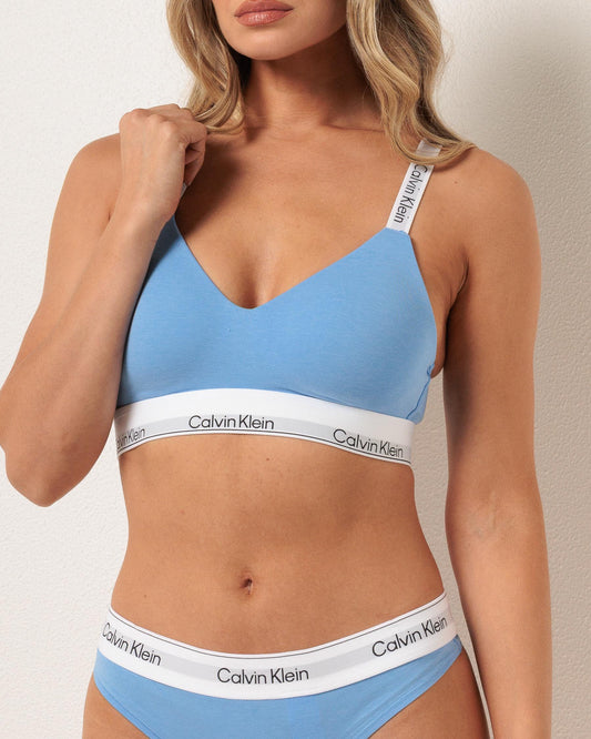 Icon Cotton Modal Lightly Lined Bralette in Blue Descent