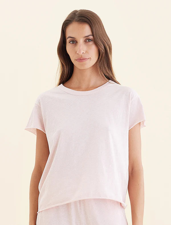 Jada Organic Cotton Knit Boxy Tee in Papinelle Pink