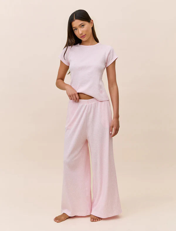 Soft Baby Rib FL Wide Leg Pant in Fairy Tale Pink