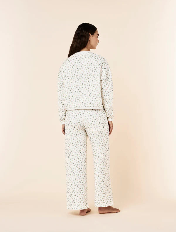Quilted Cotton Straight Leg Pant in Rosebud Floral