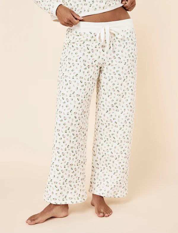 Quilted Cotton Straight Leg Pant in Rosebud Floral