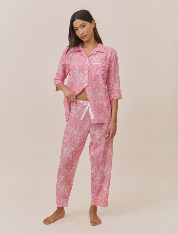 Crop PJ Set in Cheri Blossom