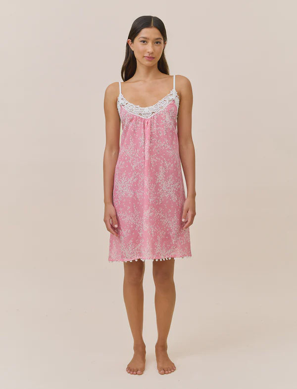 Lace Front Midi Nightie in Cheri Blossom