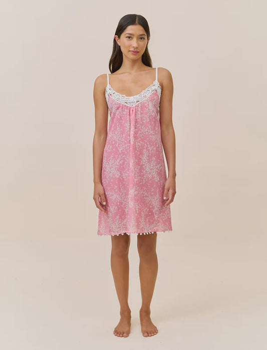 Lace Front Midi Nightie in Cheri Blossom