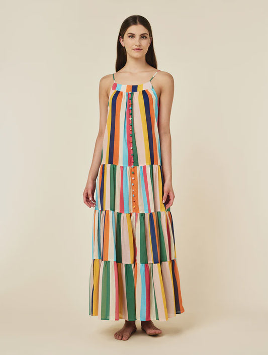 Holiday Stripe Tiered Maxi Nightie