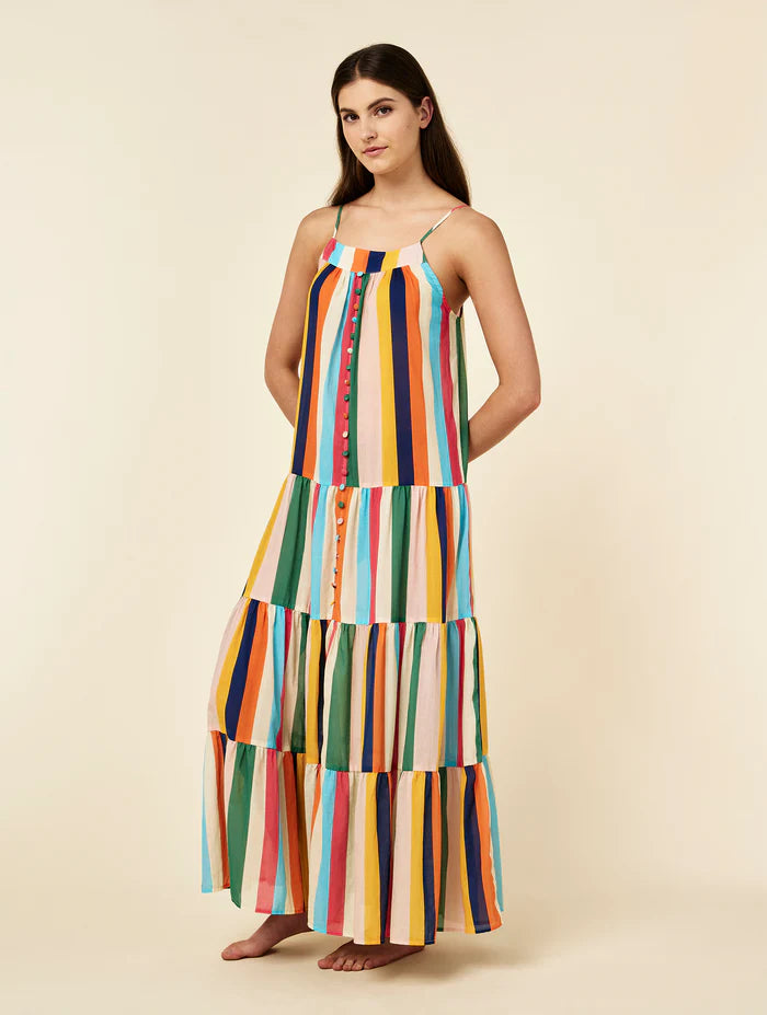 Holiday Stripe Tiered Maxi Nightie