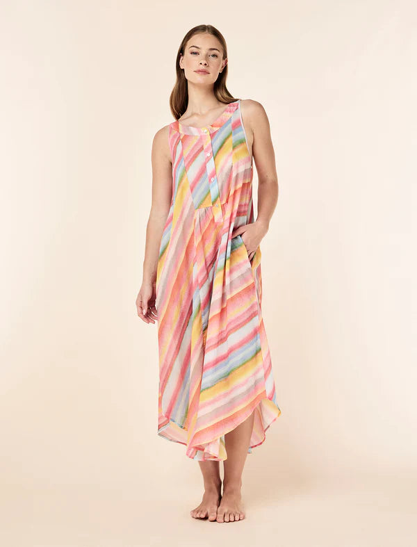 Sophie Stripe Panel Front Maxi Nightie