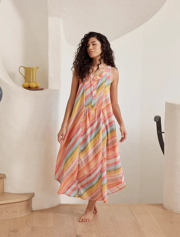 Sophie Stripe Panel Front Maxi Nightie