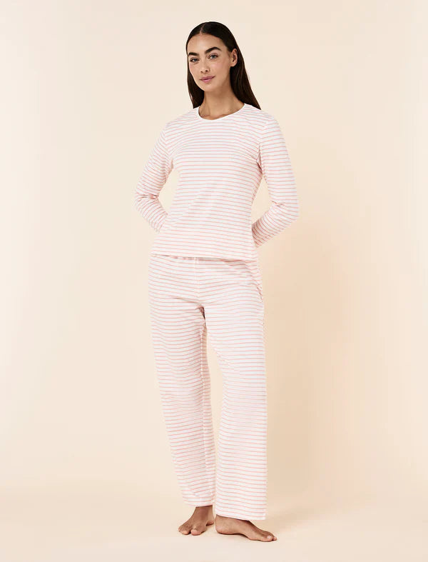 Soft Organic Cotton Knit Long Sleeve Top in Persimmon Ecru