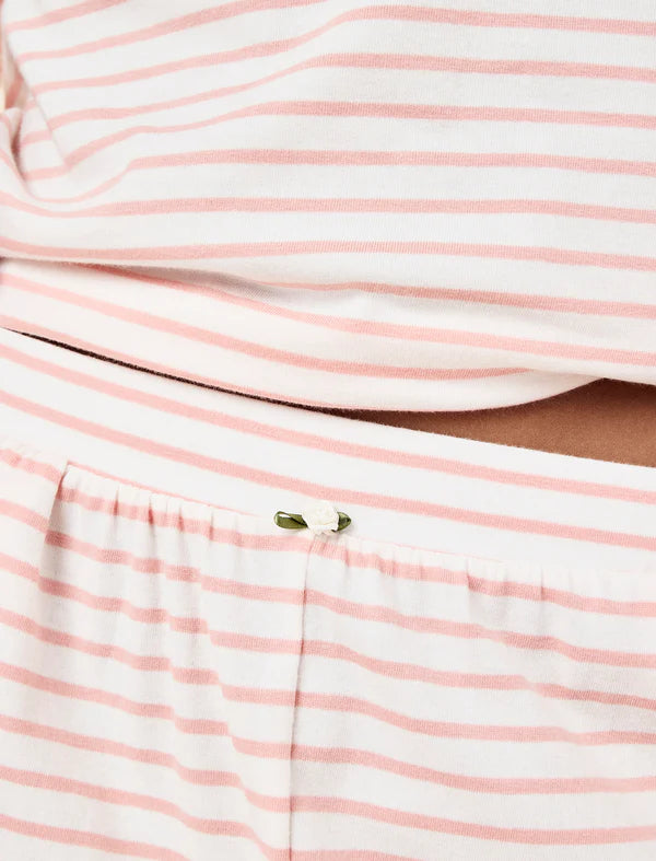 Soft Organic Cotton Knit Full Length Pant in Persimmon Ecru