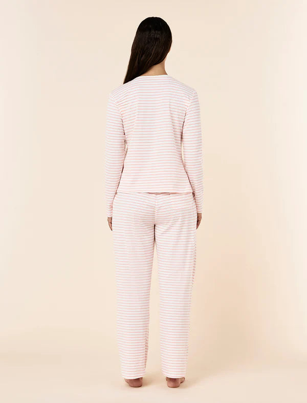 Soft Organic Cotton Knit Full Length Pant in Persimmon Ecru
