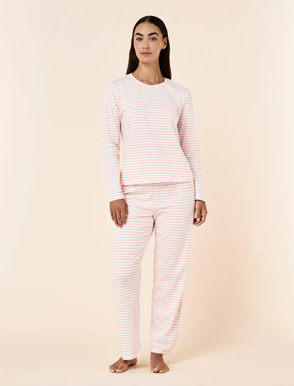 Soft Organic Cotton Knit Long Sleeve Top in Persimmon Ecru