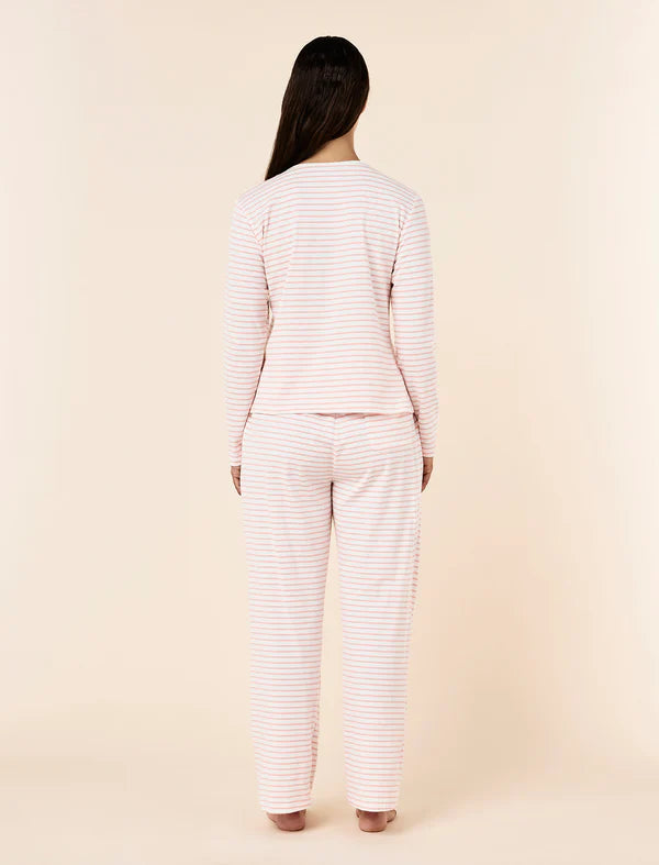 Soft Organic Cotton Knit Long Sleeve Top in Persimmon Ecru