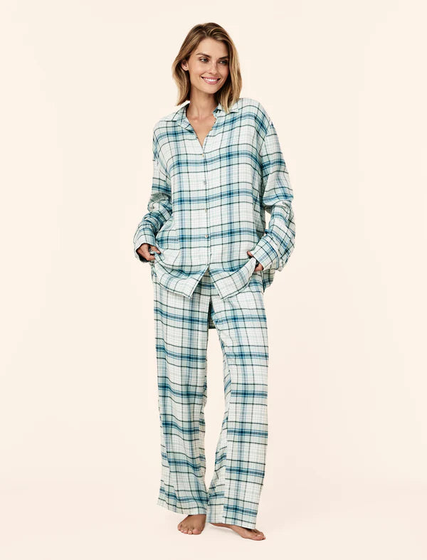 Comfy Plaid Full Length PJ Set in Deep Emerald