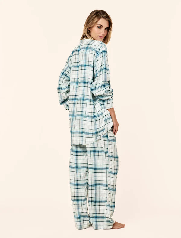 Comfy Plaid Full Length PJ Set in Deep Emerald