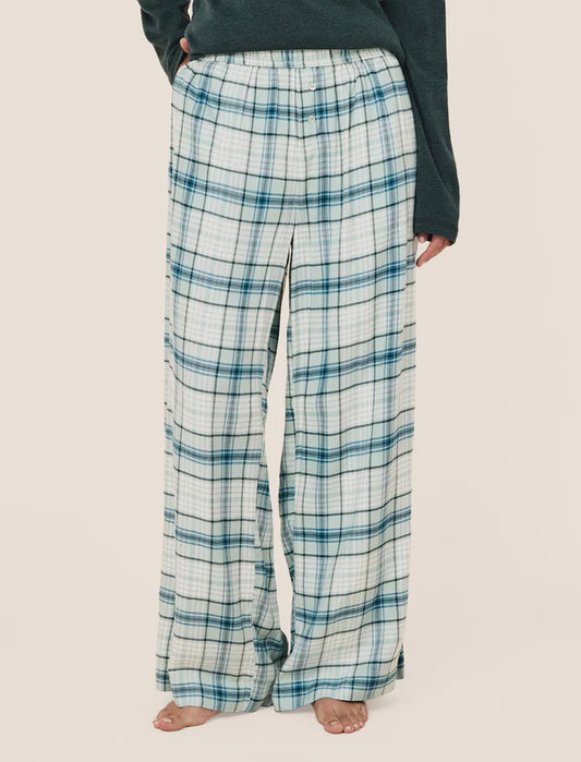 Comfy Plaid Full Length Pant in Deep Emerald