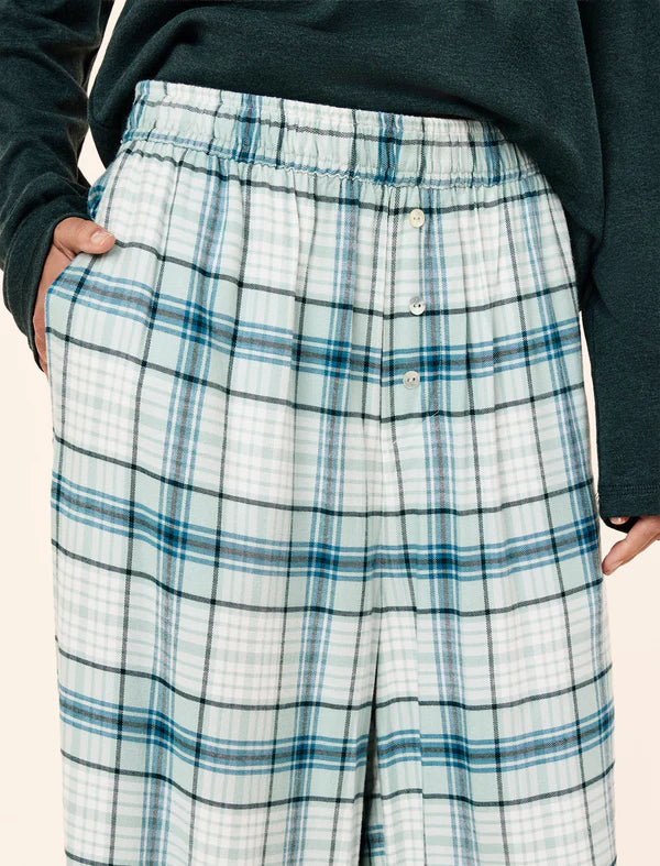 Comfy Plaid Full Length Pant in Deep Emerald