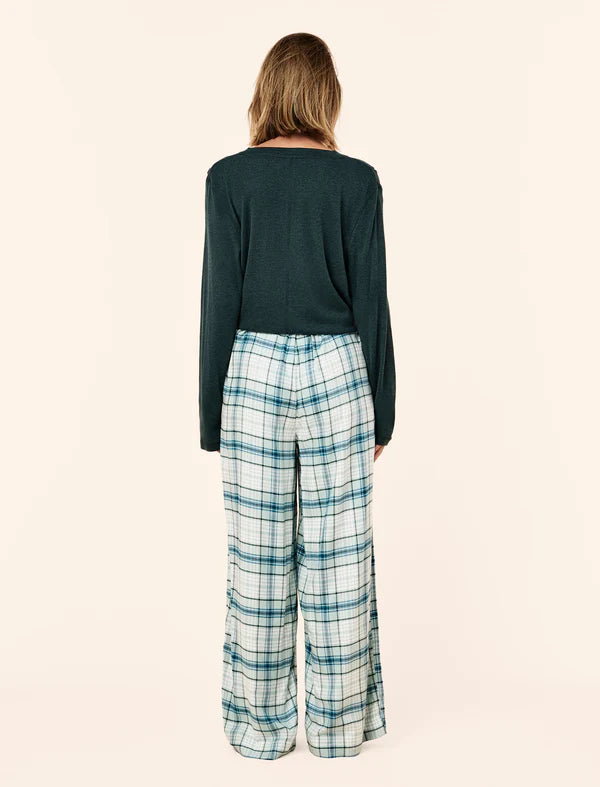 Comfy Plaid Full Length Pant in Deep Emerald