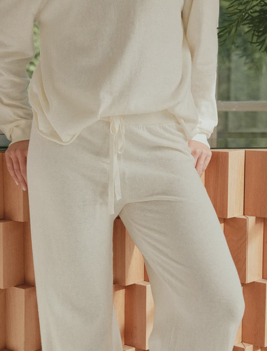 Cotton Cashmere Fine Knit Full Length Pant