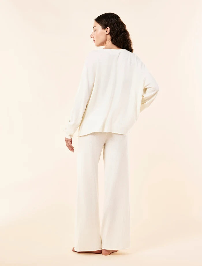 Cotton Cashmere Fine Knit Full Length Pant