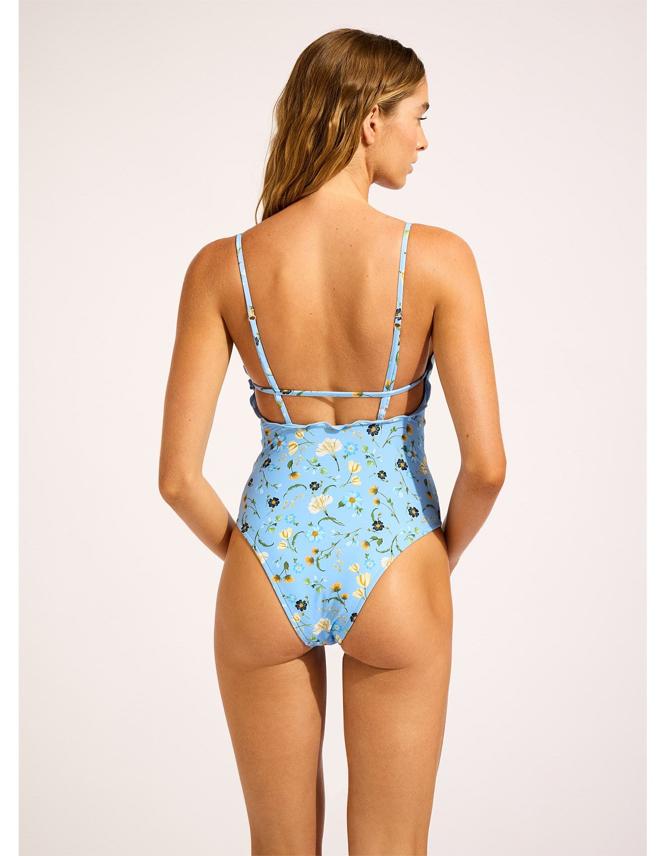 Modern Romance V Neck One Piece In Powder Blu