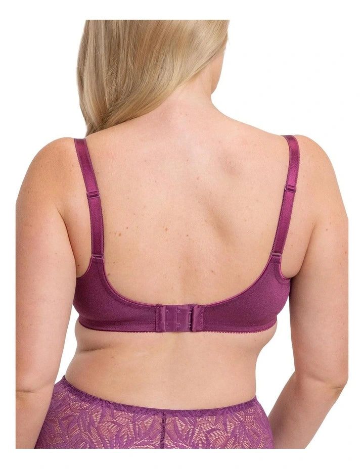 Embroidered Minimiser Bra in Flower Purple