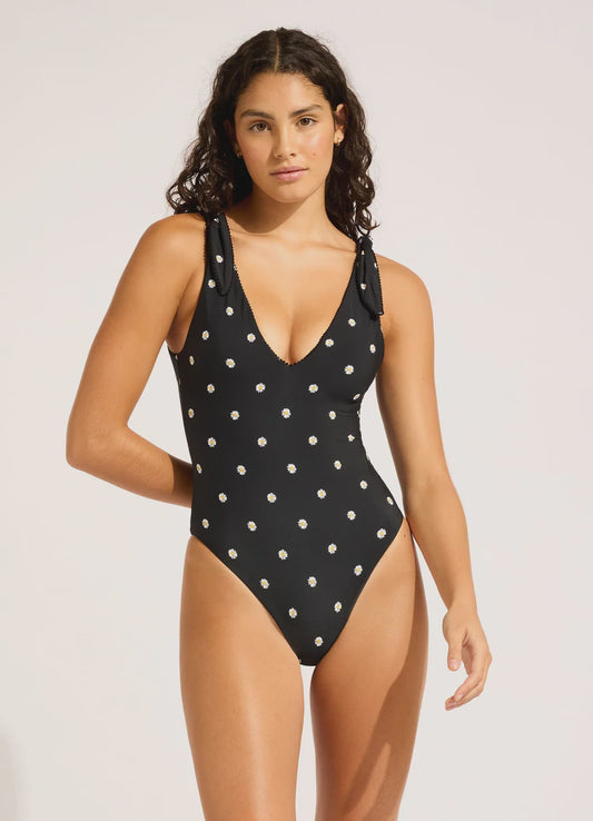 Daisy Chain V Neck One Piece Swimsuit