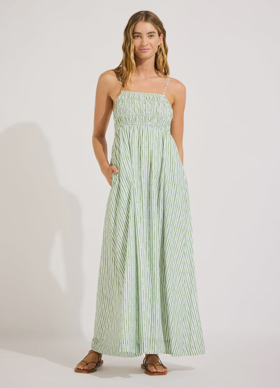 Shirred Midi Dress