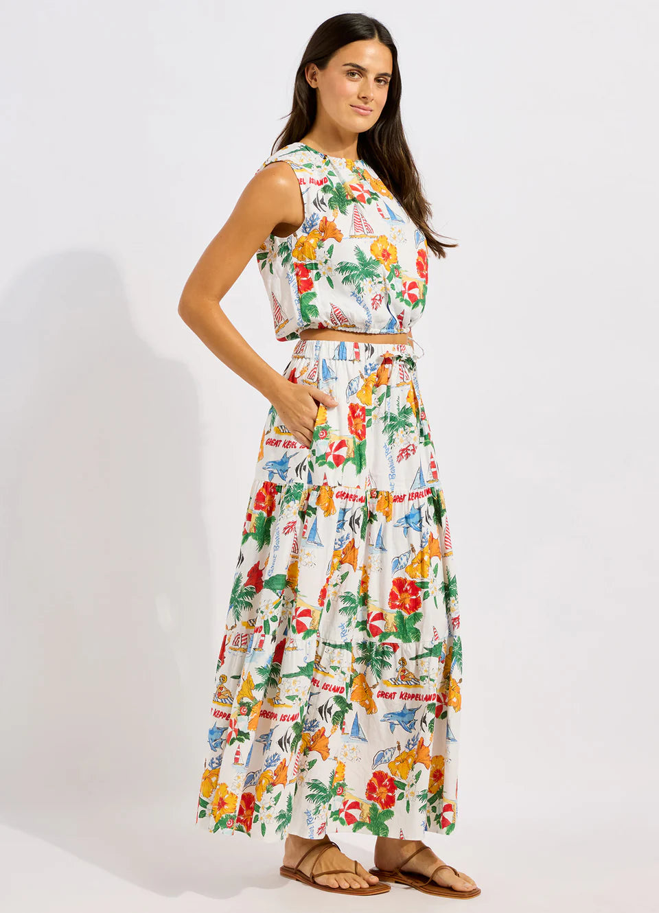 Viva Vacation Drawcord Waist Top