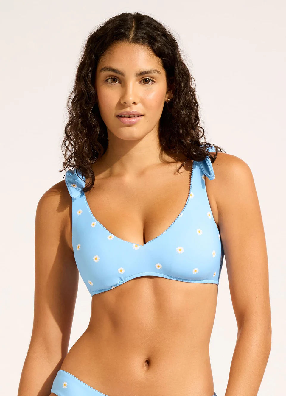 Daisy Chain Sweetheart Bikini Top in Powder Blue