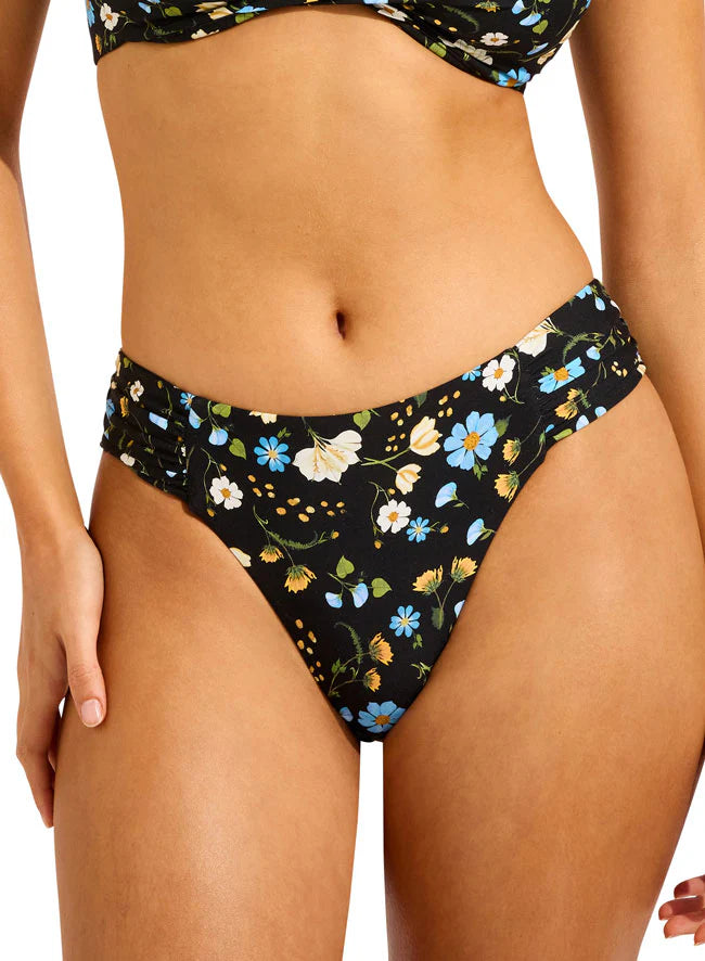 Modern Romance High Leg Ruched Side Pant in Black