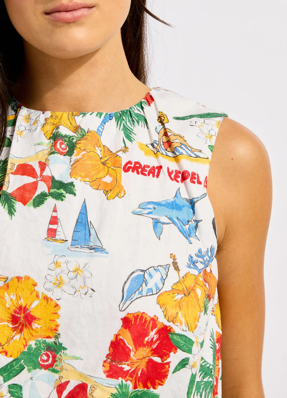 Viva Vacation Drawcord Waist Top