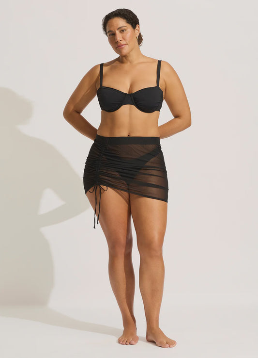 Mesh Drawcord Mini Skirt