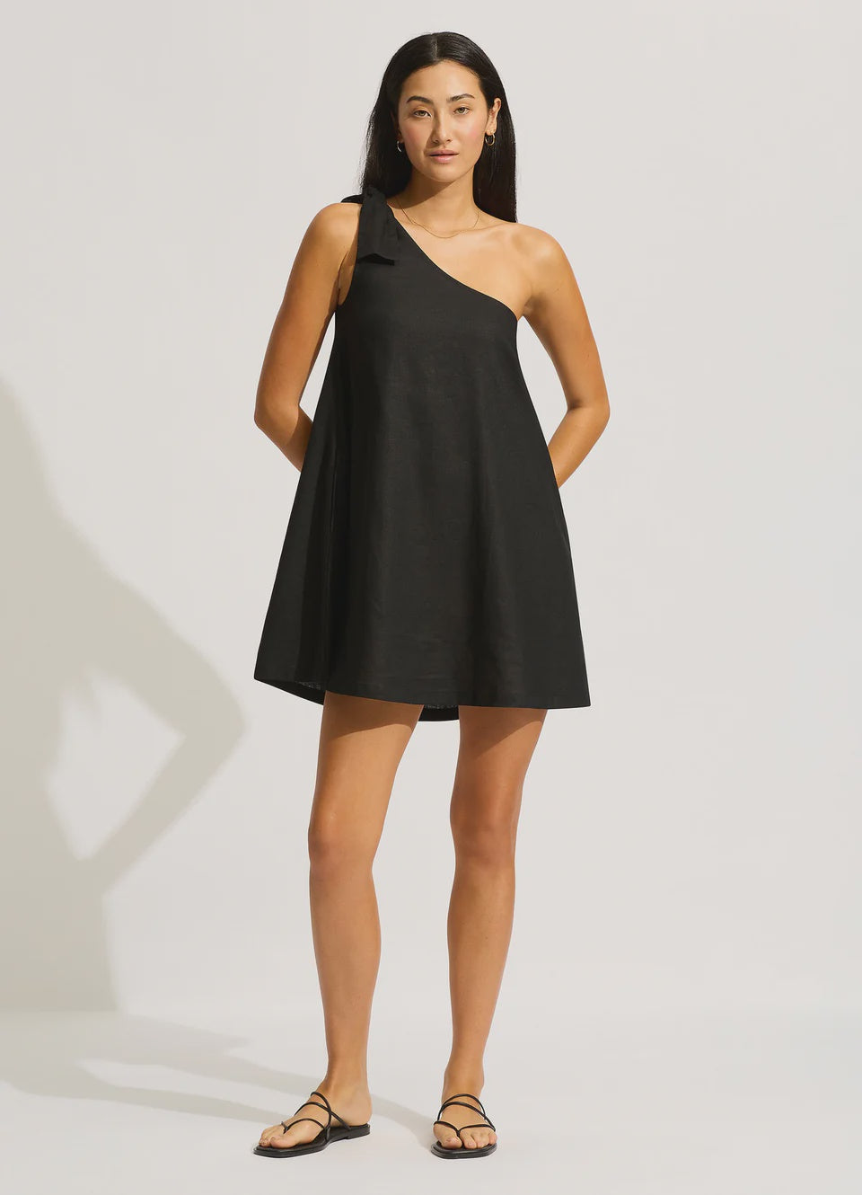 One Shoulder Mini Dress - Black
