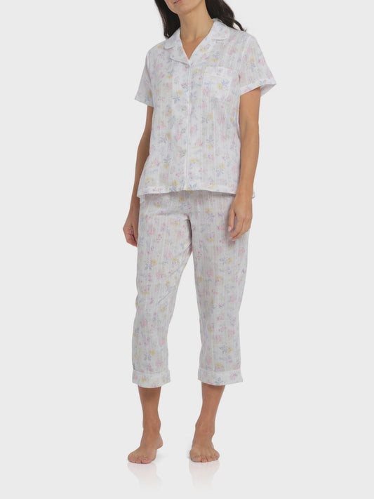 Spring Meadow Cotton Pyjama Set with 7/8 Pants