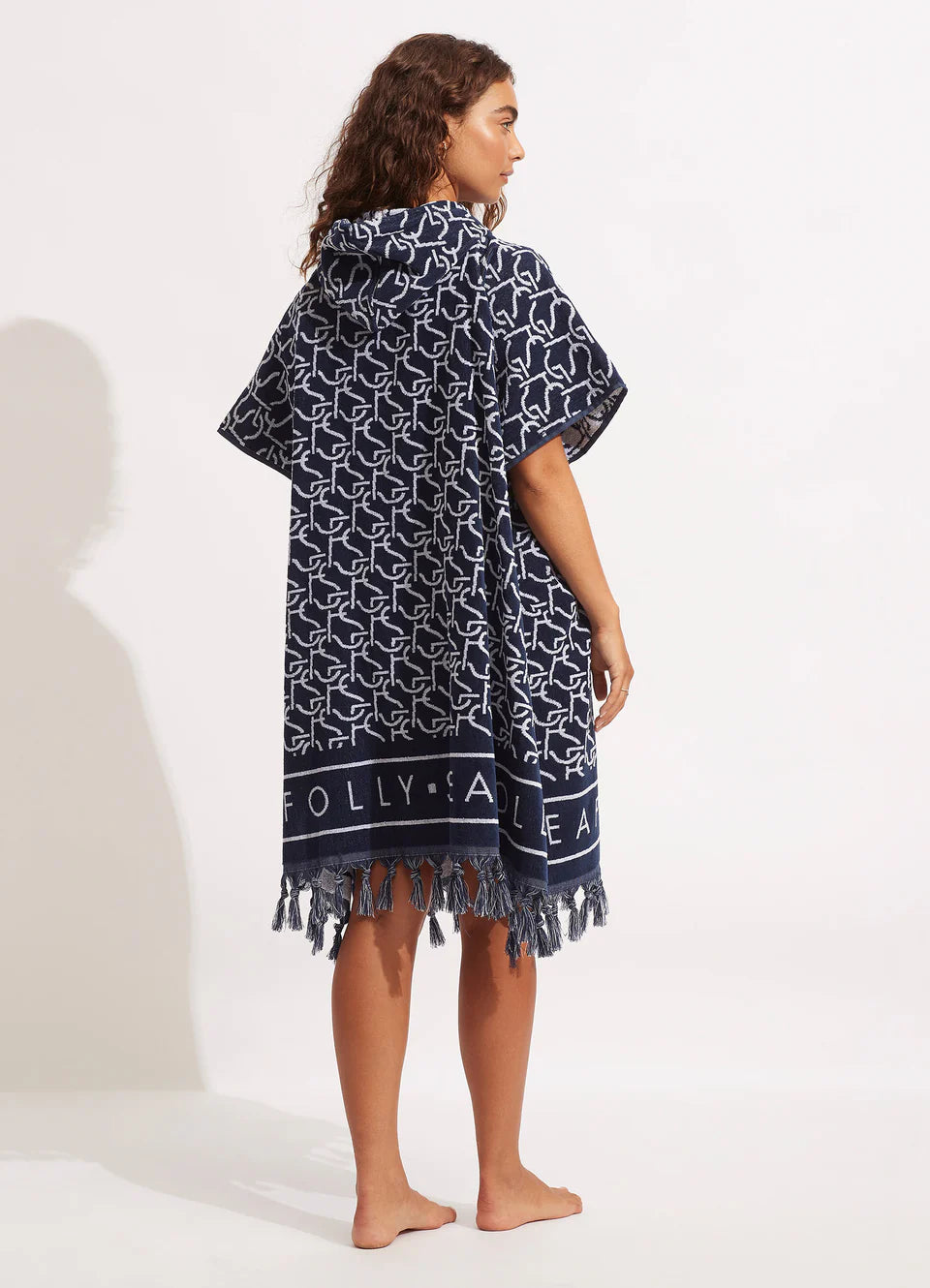 SF Monogram Towel Poncho - True Navy