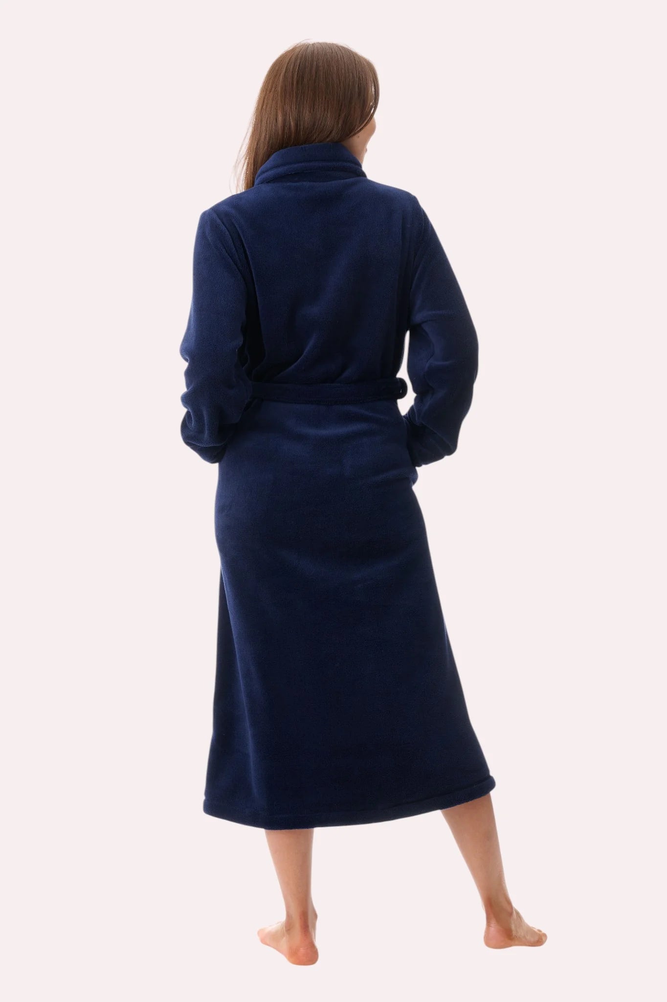 Mid belted button gown in Navy
