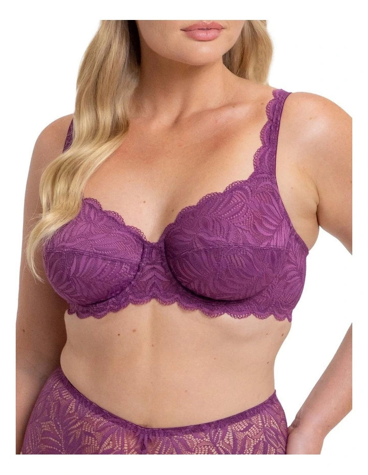 Essential Lace Balconette Bra in Flower Purple
