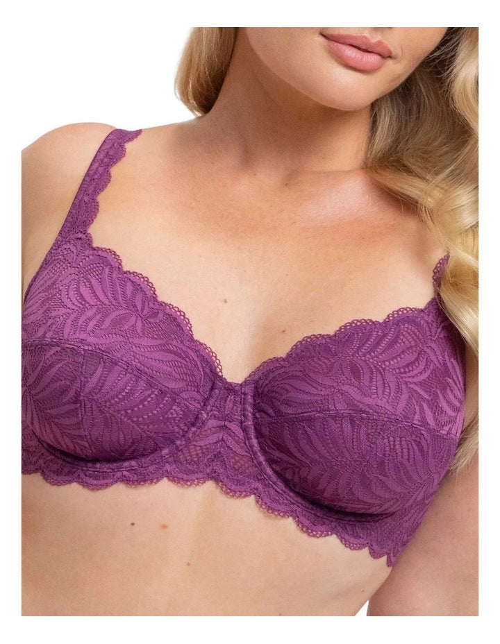 Essential Lace Balconette Bra in Flower Purple