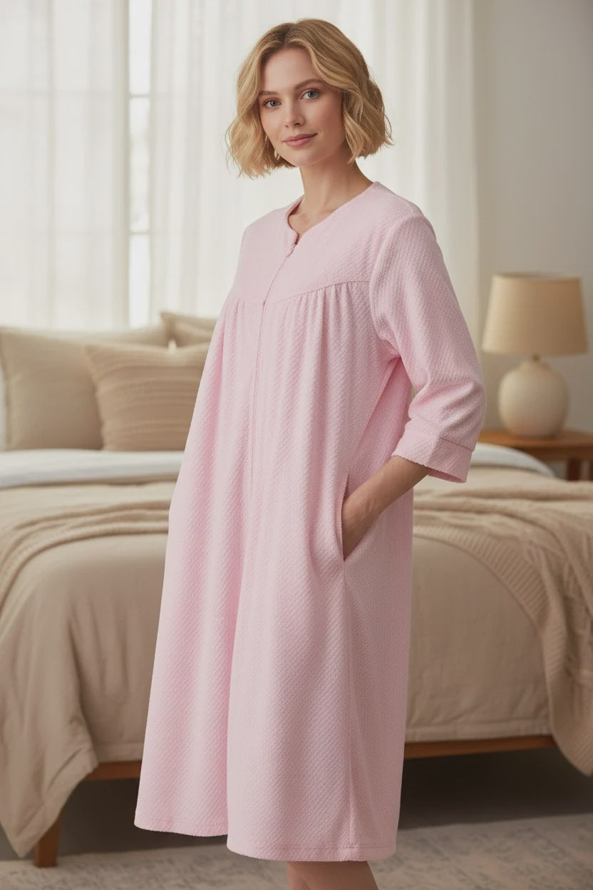 Jacquard Zip Up Short Gown