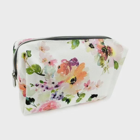 Peony Sunrise Canvas Travel Makeup Bag
