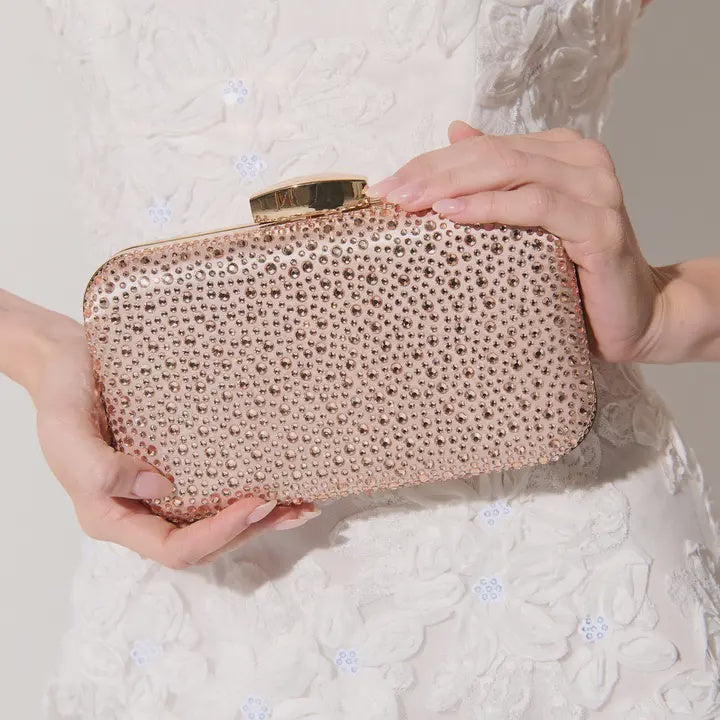 Romie Rhinestone Clutch Bag in Champagne