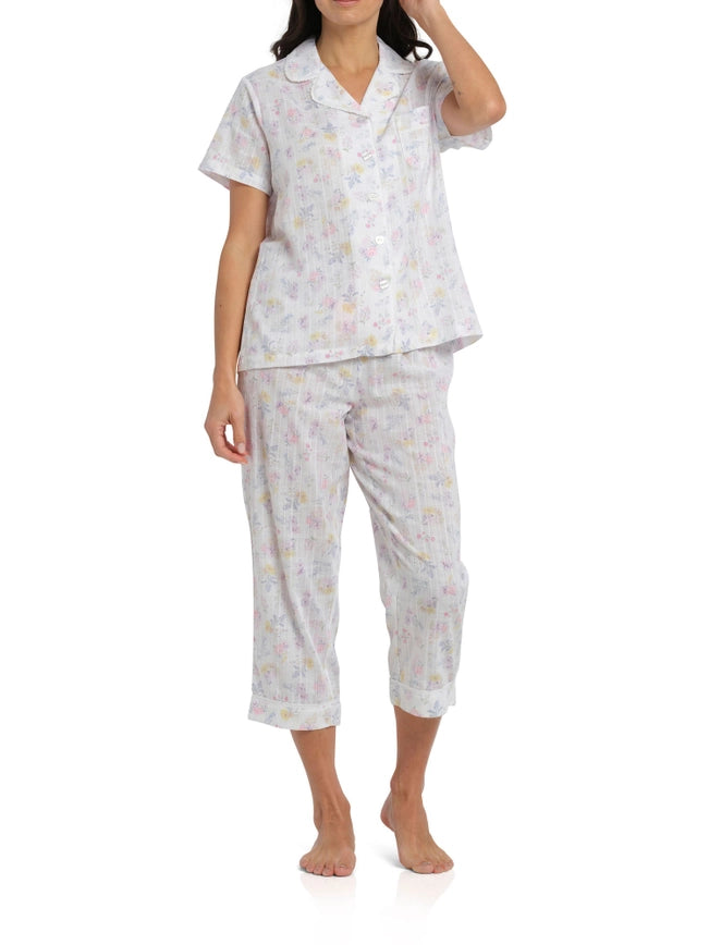 Spring Meadow Cotton Pyjama Set with 7/8 Pants