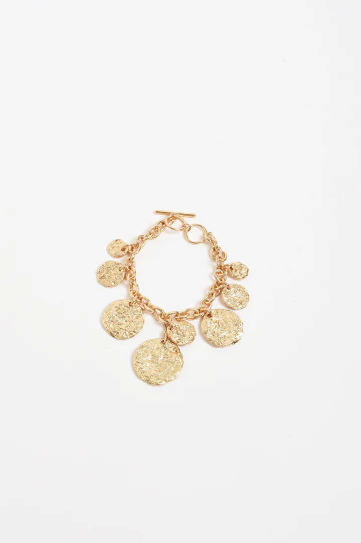 Molten Metal Disc Bracelet in Gold