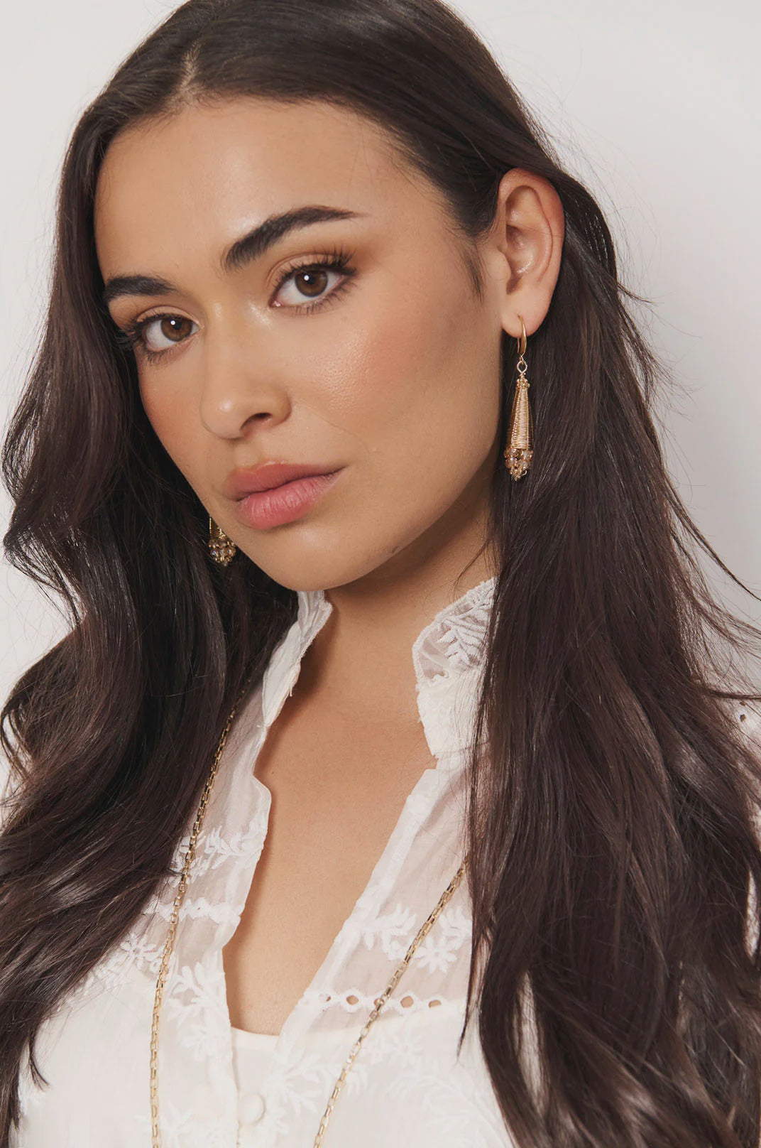 Long Woven Statement Earrings in Gold