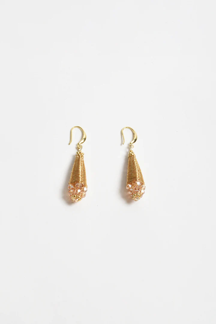 Long Woven Statement Earrings in Gold
