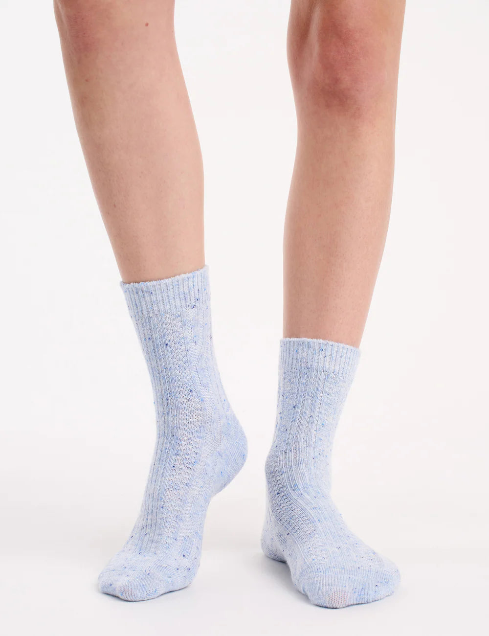 Fleck Wool Blend Crew Sock 2 Pack - Cream/Blue