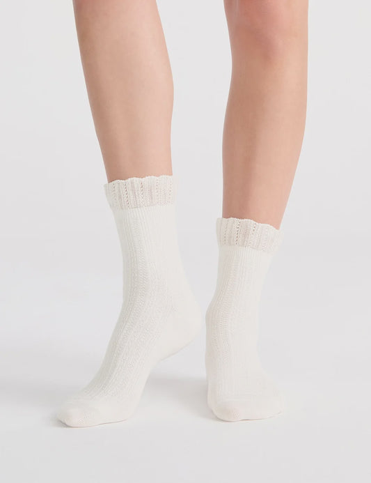 Organic Cotton Ruffle Sock in Buttercream
