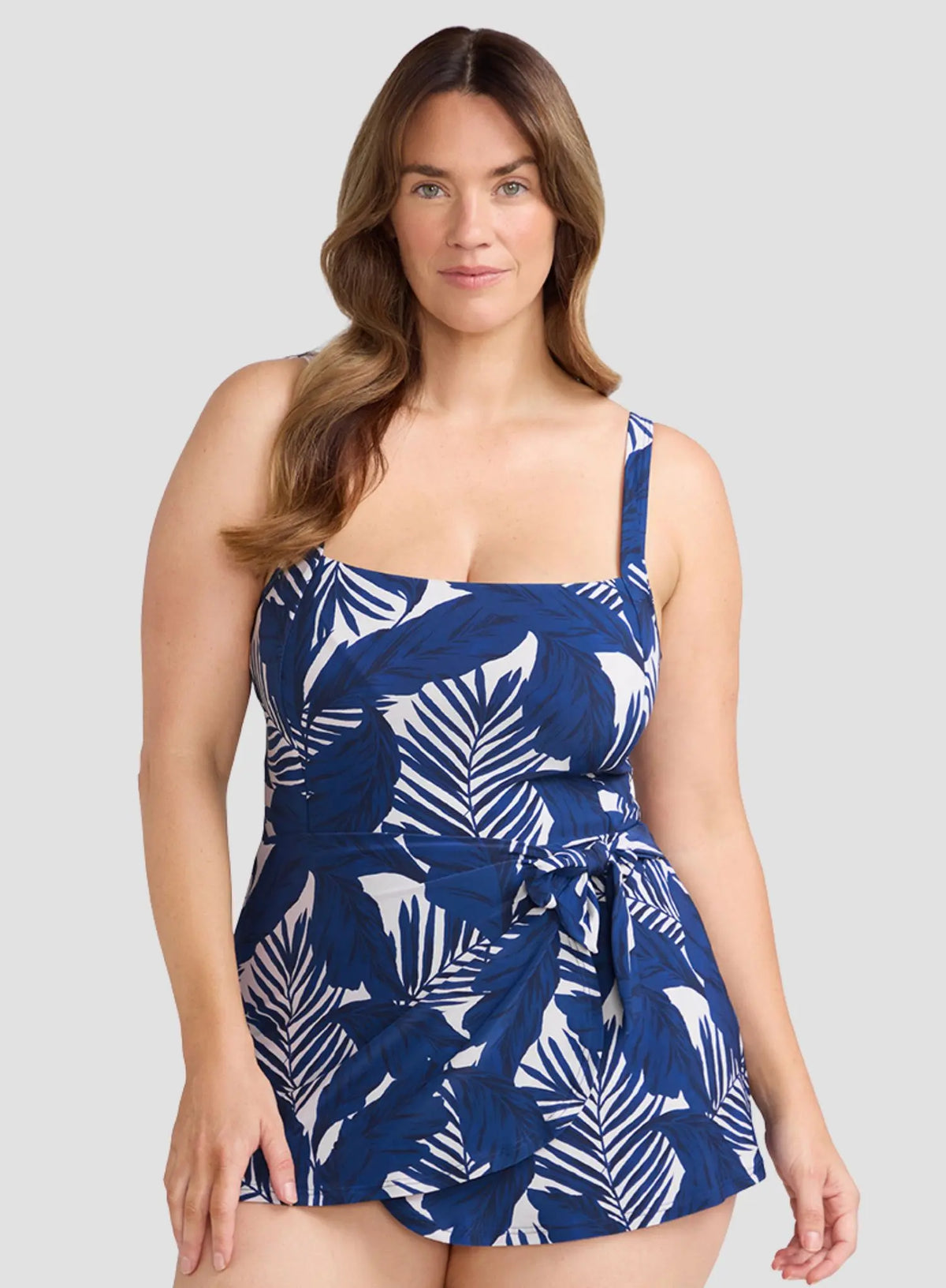 Lanthera Corbet Square Neck Underwired Swimdress Navy Peony
