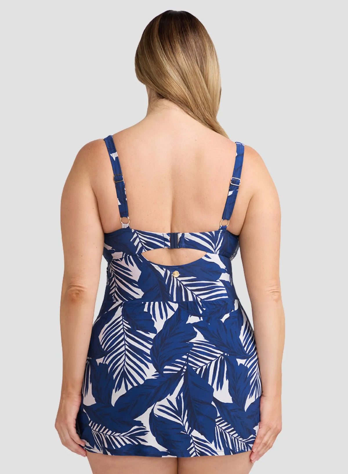 Lanthera Corbet Square Neck Underwired Swimdress Navy Peony
